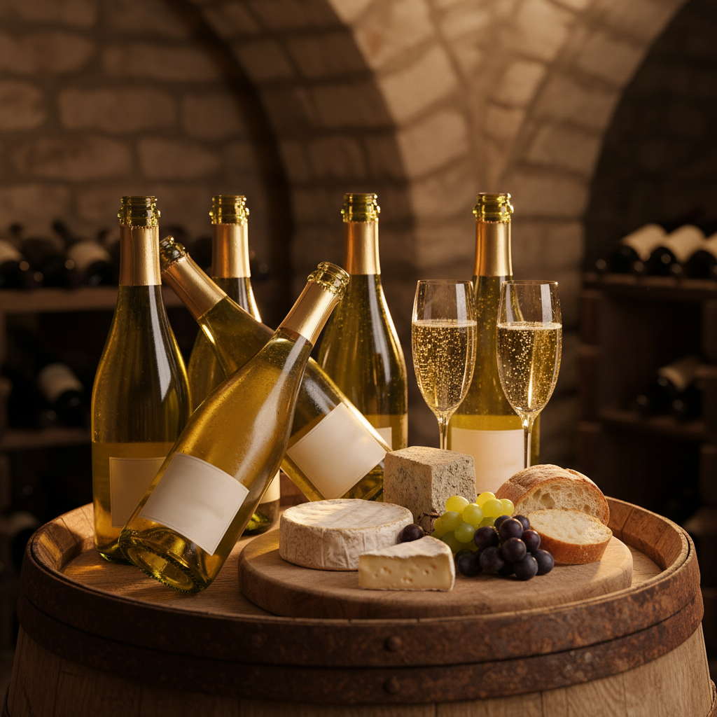 Elegant Crémant bottles and glasses in celebration setting